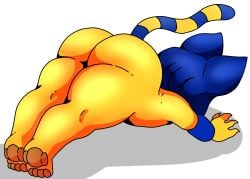 animal_crossing ankha ankha_(animal_crossing) anthro ass ass_focus ass_up blue_fur blue_hair cat_ears cat_tail catgirl cute felid feline felis female flat_chest flat_chested frederickjdraws fur furry furry_only hi_res nintendo nude nude_female solo stretching tail thick_ass thick_penis thick_thighs thighs wide_hips yellow_body yellow_fur