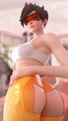 1girls 3d 3d_(artwork) aequd ass ass_focus big_ass big_butt blender blender_(software) blush brown_eyes brown_hair female female_focus female_only jumpsuit leggings lena_oxton overwatch overwatch_2 small_breasts smaller_female solo solo_female solo_focus thick_ass thick_thighs thighs tracer