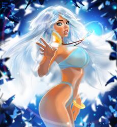 1girls atlantis:_the_lost_empire blue_eyes dark-skinned_female disney huge_breasts kida looking_at_viewer tattiart underwear voluptuous white_hair