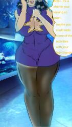 1girls aquarium big_ass big_breasts black_hair breasts female female_jotaro human jojo's_bizarre_adventure jotaro_kujo light-skinned_female light_skin long_hair milf pantyhose rule_63 shounen_jump stone_ocean thick_legs thick_thighs underwater voluptuous