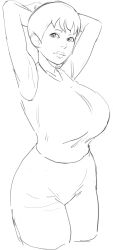 1girls armpit armpits arms arms_above_head arms_behind_head arms_up big_breasts clothed facade_(game) female female_focus female_human female_only grace_(facade) human human_only looking_at_viewer short_hair simple_background sketch tagme thick voluptuous voluptuous_female white_background