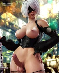1futa 3d areolae athletic athletic_futa balls blindfold breasts clothing erect_penis erection female futa_only futanari hairband hyartik intersex light-skinned_futa light_skin nier nier:_automata nipples penis robot robot_girl short_hair solo solo_futa testicles white_hair yorha_2b