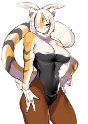 1girls amber_eyes anthro arknights aspirindabaitu big_breasts breasts bunnysuit color female looking_at_viewer mx99926 smile solo solo_female tagme tiger tiger_girl waai_fu_(arknights) white_hair