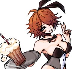 2023 artist_self-insert artist_upload bigoldstinker bowtie bunnysuit cleavage drink oc original_character self_insert self_upload sfw