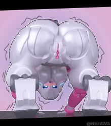 arcee arcee_(g1) autobot blue_eyes blue_nipples blue_pussy cybertronian dialogue female mengsk thick_ass thick_thighs transformers white_body