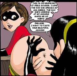 2girls anilingus anus armwear ass ass_grab clothing dat_ass disney elastigirl eyewear female footwear handwear helen_parr incest legwear mask milf mother_and_daughter multiple_girls oral pixar reynard rimjob rimming spread_ass spreading straight_hair superheroine the_incredibles violet_parr yuri