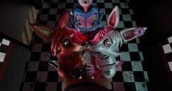 3d absurd_res animatronic anthro bodily_fluids bonnie_(fnaf) breast_grab breasts cum cum_in_mouth cum_inside cum_on_breasts cum_on_penis female five_nights_at_freddy's five_nights_at_freddy's_2 foxy_(fnaf) foxy_(rubikon) genital_fluids genitals group hand_on_breast handjob hi_res huge_filesize human kneeling_oral_position licking machine male male/female mammal mangle_(fnaf) mangle_(rubikon) oral penile penis penis_lick pyro_the_dragon robot scottgames sex standing tongue tongue_out trio