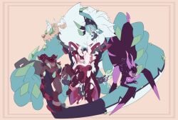 1boy 2023 3_penises 3girls 4_arms alternate_form ankle_cuffs ankle_tuft antennae_(anatomy) anthro anthro_on_anthro anthro_only anthro_penetrated anthro_penetrating apoctro_(retrospecter) armwear bee bee_girl big_dom_small_sub black_body black_penis blue_body bluelikestea breasts candles chest_cuff claws closed_eyes commission crystals cum cum_in_pussy cum_inside curly_hair demon demon_boy demon_girl demons digital_media_(artwork) dominant_male eyelashes fluff fluffy_hair foursome fur furry furry_only goat goat_girl grabbing_ass green_claws green_crystal green_eyes hair_over_eye hair_over_one_eye hand_on_ass hand_on_thigh hands_on_chest hands_on_tail heartbreaker_sakuroma_(retrospecter) hivemine_(retrospecter) holding_partner horns infernadise_(retrospecter) insatian_(retrospecter) larger_male legwear lepidopteran moth moth_booba moth_girl moth_humanoid multi_genitalia multi_limb multicolored_horns multicolored_tail multicolored_wings neck_tuft nipples nude nude_female nude_male penis_out pink_accents pink_body pleasure_face purple_body red_body retrospecter_(character) ribbons sakuroma_(retrospecter) simple_background size_difference skull steamy_breath stockings striped_antennae striped_horns submissive_female submissive_females tail tail_claws tights tongue tongue_out torn_clothing triphallia triple_penetration twitter unusual_genitalia unusual_penis vaginal_penetration white_body white_hair wings wings_folded wrist_cuffs
