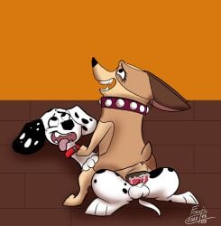 101_dalmatian_street 101_dalmatians animal_genitalia animal_penis animal_vulva black_ears black_nose black_spots bodily_fluids brown_ears canid canine canine_genitalia canine_penis canine_vulva canis clarissa_(101_dalmatians) cum cum_inside dalmatian disney distractingdizzy domestic_dog duo dylan_(101_dalmatians) female feral floppy_ears fur genital_fluids genitals herding_dog heterochromatic_ears hi_res larger_male leaking_cum male male/female mammal pastoral_dog penis sex size_difference smaller_female spots tan_body tan_fur vaginal_penetration welsh_corgi white_body white_fur