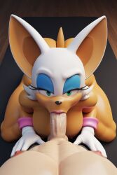 1futa 1girls 3d ai_generated furry furry_female futanari rouge_the_bat sonic_(series) sonic_the_hedgehog_(series) sucking sucking_penis