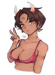 2025 artist_upload bigoldstinker cleavage demon_girl demon_horns oc original_character self_upload sfw sports_bra