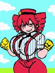 1girls 2d 2d_(artwork) 2d_animation animated big_breasts big_thighs blouse blush blush_lines bouncing bouncing_breasts breasts breasts_bigger_than_head clothed clothed_female clothing curvaceous curvy curvy_female curvy_figure eyelashes fat_breasts fat_thighs female female_only franartznsfw fully_clothed gloves hands_up hat high-waist_pants high_waisted_pants hips_wider_than_shoulders huge_breasts huge_thighs jiggle jiggling_breasts kasane_teto kasane_teto_(sv) large_breasts large_thighs looking_at_viewer mesmerizer_(vocaloid) mesmerizer_teto mv_character necktie pants plump plump_breasts red_eyes red_hair round_breasts seductive seductive_look seductive_smile shirt simple_background skin_tight slim_waist smile solo solo_female striped_shirt suggestive suggestive_look suspenders synthesizer_v thick_thighs thighs tight_clothing tight_pants tight_shirt tiny_waist twin_drills utau voluptuous voluptuous_female wide_hips wobble wobbling_breasts