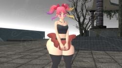 3d 3d_(artwork) big_ass big_booty big_butt blush blushing bottomless bubble_ass bubble_booty bubble_butt kaibernation no_panties_under_skirt pantyless saiko_bichitaru_(smg4) skirt smg4 wide_ass wide_booty wide_butt wide_hips wind wind_blowing_skirt