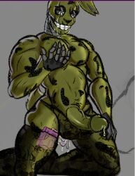 1boy animatronic anthro artist_request erection five_nights_at_freddy's five_nights_at_freddy's_3 fnaf furry penis precum rabbit robot scottgames sex_toy solo solo_focus springtrap springtrap_(fnaf)