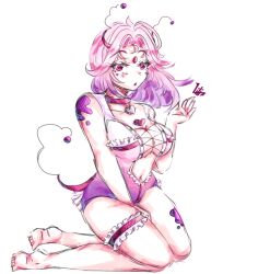 2022 alien_girl artist_upload barefoot big_breasts big_thighs bigoldstinker chubby feet lingerie oc original_character pink_eyes pink_hair pink_skin self_upload sfw