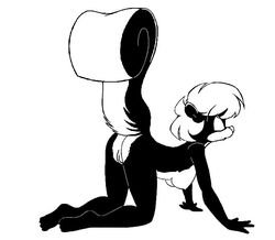 all_fours anthro ass breasts female female_only monochrome nude sabrina_conrad sabrina_online side_view skunk solo toony webcomic