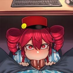 1boy 1girls ai_generated blouse blowjob blowjob_face blush blush_lines blushing_profusely capyaicaps clothed clothed_female clothed_male clothed_sex clothing deepthroat eye_contact eyelashes fellatio fellatio_face female fully_clothed hat huge_cock kasane_teto kasane_teto_(sv) lips looking_at_viewer male male_pov mesmerizer_(vocaloid) mesmerizer_teto mv_character oral oral_penetration oral_sex penis petite petite_body petite_female pov public public_exposure public_indecency public_sex red_eyes red_hair sex shirt straight striped_shirt sucking sucking_penis suspenders synthesizer_v twin_drills under_the_table under_the_table_blowjob utau