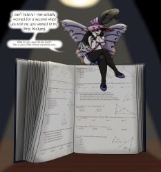 1futa adjusting_eyewear adjusting_glasses big_breasts big_hat black_hair blue_eyes book bulge bulge_through_clothing clothed clothing crossed_legs degradation degradation_text dialogue dialogue_bubble disgust disgusted disgusted_look fairy fairy_wings fanganronpa futa_only futadom futanari game glasses hat heels humiliation insult insulting_viewer large_breasts legs_crossed long_hair looking_at_viewer math mostly_nude multicolored_hair project:_eden's_garden sitting sitting_on_book skimpy skimpy_clothes smart solo solo_futa somedutchweirdo studying talking_to_viewer thigh_highs thighhighs tsunaka_eva wings