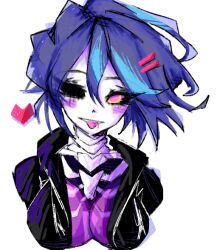 2023 artist_upload bigoldstinker blue_hair blush cleavage oc original_character self_upload sfw skeleton tongue_out