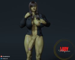 1futa 3d 3d_(artwork) abs artist_logo artist_name big_breasts big_penis black_background black_hair breasts cardigan foreskin futa_only futanari green_skin huge_breasts huge_cock hulk_(series) jacket_only ladyabysso large_breasts large_penis marvel marvel_comics muscular muscular_female muscular_thighs nipples open_jacket patreon_username penis she-hulk solo suit twitter_username uncircumcised uncut veins