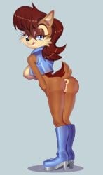 1girls 2d absurd_res anthro anthro_only anus archie_comics ass back big_ass big_breasts blue_eyes boots breasts clothing color eyelashes eyeliner eyeshadow female female_only fur furry furry_only heels hi_res high_heels high_resolution long_hair makeup medium_hair nipples pussy red_hair sally_acorn sega solo_female sonic_(series) sonic_the_hedgehog_(archie) sonic_the_hedgehog_(comics) sonic_the_hedgehog_(series) squish_(artist) tail tongue tongue_out vest video_games