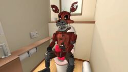 3d animated dick five_nights_at_freddy's five_nights_at_freddy's_4 foxy_(fnaf) furry male male_only masturbation nightmare_foxy no_sound tagme toilet video yuuki_momofox