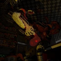 3d animatronic canid canine duo fellatio female five_nights_at_freddy's five_nights_at_freddy's_2 five_nights_at_freddy's_4 fox foxy_(fnaf) hi_res humanoid machine male male/female mammal mangle_(fnaf) mangled_mangle_(fnaf) nightmare_foxy nightmare_mangle oral penile robot robot_humanoid scottgames sex