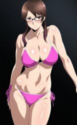 1girls ai_generated alluring bare_legs big_breasts bikini brown_eyes brown_hair cleavage eyeglasses female julia_chang namco pink_bikini posing tekken tekken_3 tekken_4 tekken_5_dark_resurrection tekken_7 tekken_8 tekken_bloodline tekken_tag_tournament tekken_tag_tournament_2 zengai