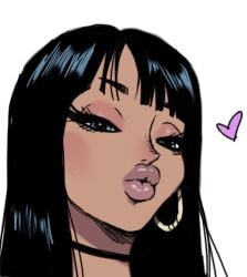 big_lips bimbo bimbo_lips black_hair blue_eyes choker close-up dark_hair earrings face_focus female female_only heart jay-marvel lips looking_at_viewer naughty_face nico_robin one_piece pov pov_eye_contact pre-timeskip purple_lips seductive seductive_look seductive_smile smooch tagme tanned_skin thick_lips