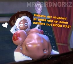 3d 3d_(artwork) arm_sleeves breasts cookie_run cookie_run_kingdom digestion female female_only hat heart huge_breasts latte_cookie_(cookie_run) mrweirdworkz nipples sleeves struggling struggling_prey teacher_and_student text thick_thighs thighhighs unwilling unwilling_prey vore watermark white_hair