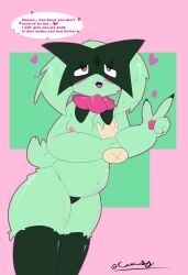 anthro blush breasts castinly chubby chubby_female furry grabbing_breasts looking_at_another meowscarada pokémon_(species) pokemon pokemon_sv small_breasts thick_thighs underwear wholesome