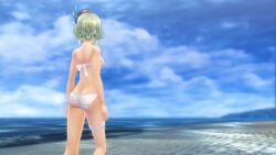 1girls 3d animated ass beach big_ass big_breasts bikini busty from_behind game green_hair hi_res large_breasts legend_of_heroes legs musse_egret ocean short_hair sideboob tagme thighs trails_of_cold_steel video voluptuous walking water white_bikini