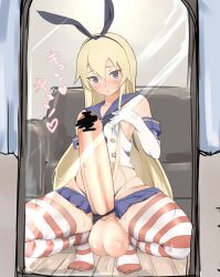 1boy 3rd_party_edit balls big_balls big_penis blonde_hair censored clothing edit erect_penis erection femboy huge_cock hung_trap kantai_collection light-skinned_male light_skin long_hair male male_only penis rule_63 shimakaze-kun shimakaze_(kantai_collection) solo solo_male testicles trap untnmnk