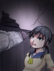 1girls ayumi_shinozaki caught cock_shock color corpse_party lustercandy masturbation penis size_difference tagme yoshikazu_yanagihori zombie