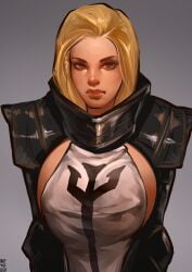 armor big_breasts blonde_hair clothing diablo diablo_3 female female_only human johanna_(diablo) natthelich pale_skin solo tabard