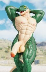 2023 3d_(artwork) abs anthro balls biceps big_balls big_muscles big_penis blurred_background cloud connivingrat crocodile crocodilian crocodylid day digital_media_(artwork) flaccid foreskin front_view genitals hands_behind_head helm_(connivingrat) hi_res huge_balls huge_cock huge_muscles humanoid_genitalia humanoid_penis long_penis looking_at_viewer male male_only muscular muscular_anthro muscular_male navel nipples non-mammal_balls non-mammal_nipples nude obliques open_mouth open_smile outside pecs penis presenting presenting_penis quads reptile saggy_balls scales scalie seductive smile solo standing teeth thick_penis tongue