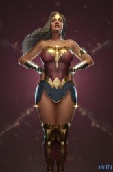 1girls 3d 3d_(artwork) amazon athletic athletic_female big_breasts black_hair blender_(software) breasts busty curvy curvy_figure dc dc_comics demigoddess diana_prince english_text female female_only fit fit_female fully_clothed hourglass_figure injustice_2 large_breasts legs light-skinned_female light_skin long_hair olive_skin smitty34 solo superheroine themysciran thick_legs thick_thighs thighs voluptuous waist watermark wonder_woman wonder_woman_(series)