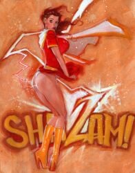 1girls artist_request ass big_ass cape dc female female_only mary_batson mary_marvel shazam_(series) solo superheroine