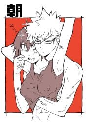 eijirou_kirishima female female_eijirou female_focus genderswap groping_breast groping_from_behind heterosexual katsuki_bakugou my_hero_academia rule_63