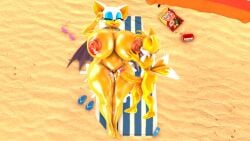 3d 3d_model after_sex beach beach_towel beach_umbrella blueapple breast_sucking breastfeeding breastfeeding_after_sex cum erection hand_on_breast hand_on_head huge_breasts huge_cock huge_nipples mobian mobian_(species) mobian_bat rouge_the_bat sega sonic_(series) sonic_adventure_2 sonic_the_hedgehog_(series) tails