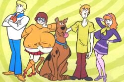 arms_folded big_breasts blush breasts bursting_breasts daphne_blake fred_jones gigantic_breasts huge_breasts hyper hyper_breasts large_areolae large_breasts male nipple_bulge pink_areola ripped_clothing scooby-doo screenshot_edit shaggy_rogers torn_clothes uncomfortable underboob velma_dinkley visible_areolae woot