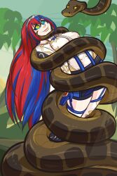 1girls absurd_res alear_(female)_(fire_emblem) alear_(fire_emblem) blue_hair coiling crossover disney female female_only fire_emblem fire_emblem_engage hypnosis kaa kaa_eyes long_hair medrifogmatio narrowed_eyes nintendo red_hair smile snake solo the_jungle_book two_tone_hair weird_crossover yellow_eyes