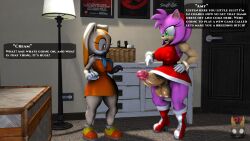 3d amy_rose big_balls big_penis breasts clothed clothed_female clothed_futanari cream_the_rabbit devilstophat dialogue english_text exposed_penis female furry futanari hedgehog rabbit sonic_(series) source_filmmaker veiny_penis