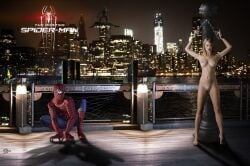 1girls armpits emma_stone female gwen_stacy gwen_stacy_(tasm) human human_only male marvel marvel_comics nude nude_female peter_parker spider-man spider-man_(series) straight the_amazing_spider-man_(film) tied_up