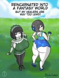 2d 2d_(artwork) 2girls ass ass_bigger_than_breasts ass_size_difference ass_vs_breasts big_ass big_breasts bob_cut bottom_heavy breast_size_difference breasts breasts_bigger_than_ass clothed clothing comedy doctorloops eyebrows eyebrows_visible_through_hair eyelashes eyelashes_visible_through_hair fully_clothed funny giant_ass giant_breasts gloves hair_ornament huge_ass huge_breasts humor large_ass large_breasts mob_face mona_(doctorloops) peace_sign shoes tagme tank_top thick_thighs top_heavy veronica_(doctorloops) veronica_and_mona wide_hips wink winking