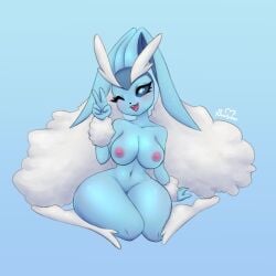 big_breasts breasts buutymon eeveelution lopunny nintendo pokémon_(species) pokemon pokemon_(species) vaporeon vaporunny