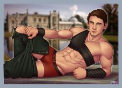 actor bulge celebrity fate:_the_winx_saga freddie_thorp in_character jack_off_hearts looking_at_viewer male male_only muscles muscular muscular_male