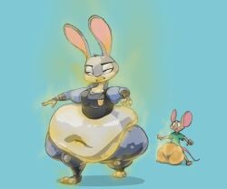 anthro belly big_belly big_penis clothed clothing cop disney fart fat huge_belly hyper hyper_penis judy_hopps mouse mouse_ears mouse_tail mrwastemaster musk musk_clouds overweight overweight_female rabbit rabbit_ears rabbit_girl rabbit_humanoid smell smelly smelly_cock staring straight tagme zootopia