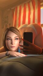 1girls 3d bedroom blender cabezadeperro00 cellphone cg chloe's_bedroom female human life_is_strange phone rachel_amber selfie smartphone solo_female top-down_bottom-up