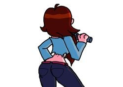 1girls ass back_view belly_shirt belt belt_buckle big_ass big_butt big_hips blue_vest brown_hair dark_blue_pants demon demon_girl demon_humanoid denim_clothing denim_jeans denim_vest female female_human female_only fnf friday_night_funkin fucost girlfriend_(fnf) girlfriend_(friday_night_funkin) hips human human_only humanized humanoid jeans long_hair long_pants long_sleeves maroon_hair microphone no_background pants red_belt simple_background socket sockets solo tight_clothes tight_clothing tight_jeans transparent_background white_background